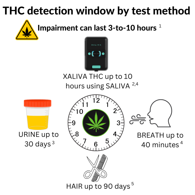THC detection window by method
